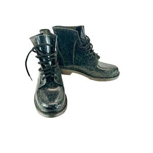 Circus by Sam Edelman Black Glitter Combat Boots
